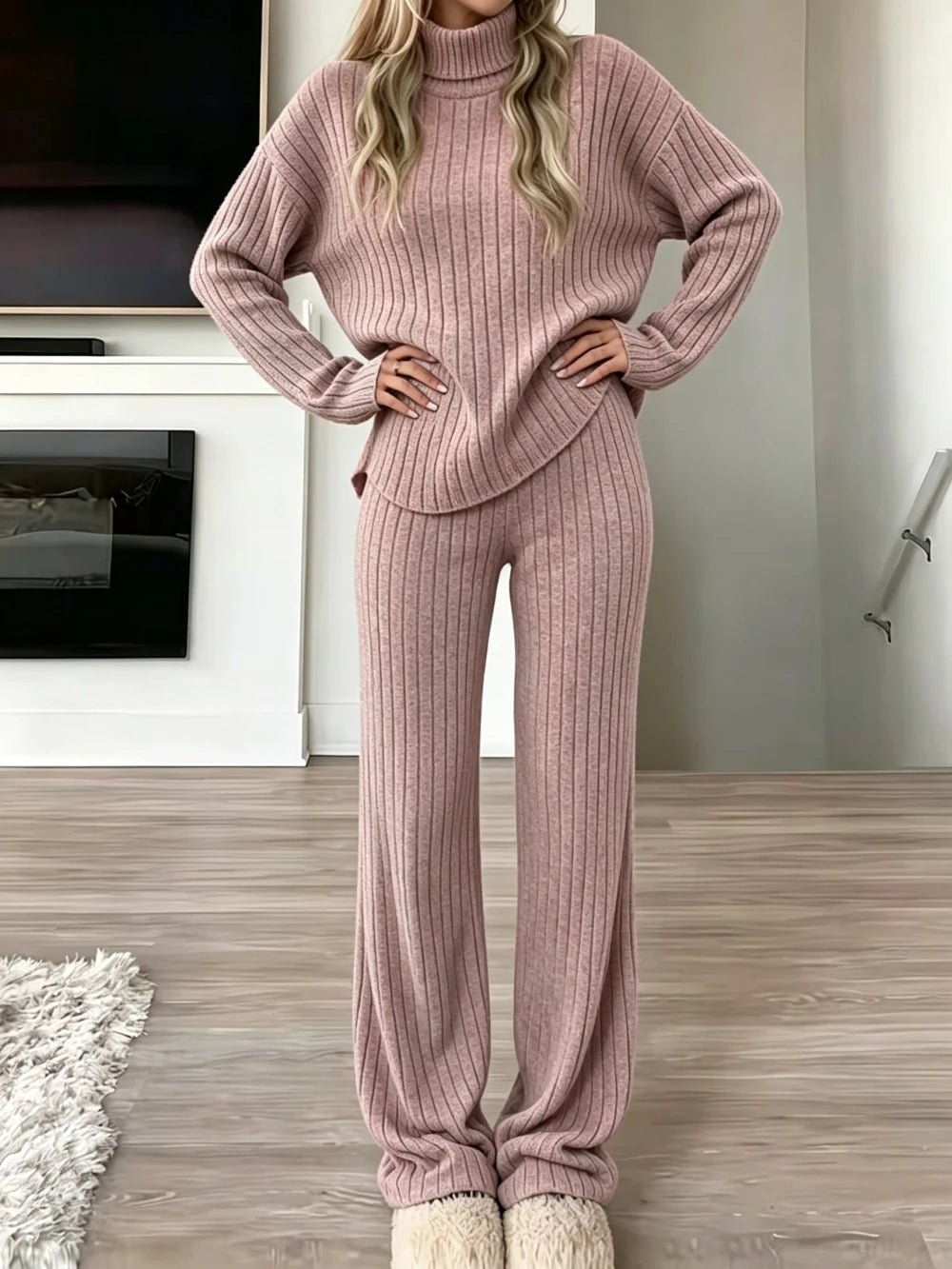 Ribbed Knit Loungewear Set