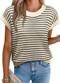 Striped Cap Sleeve Sweater Vest