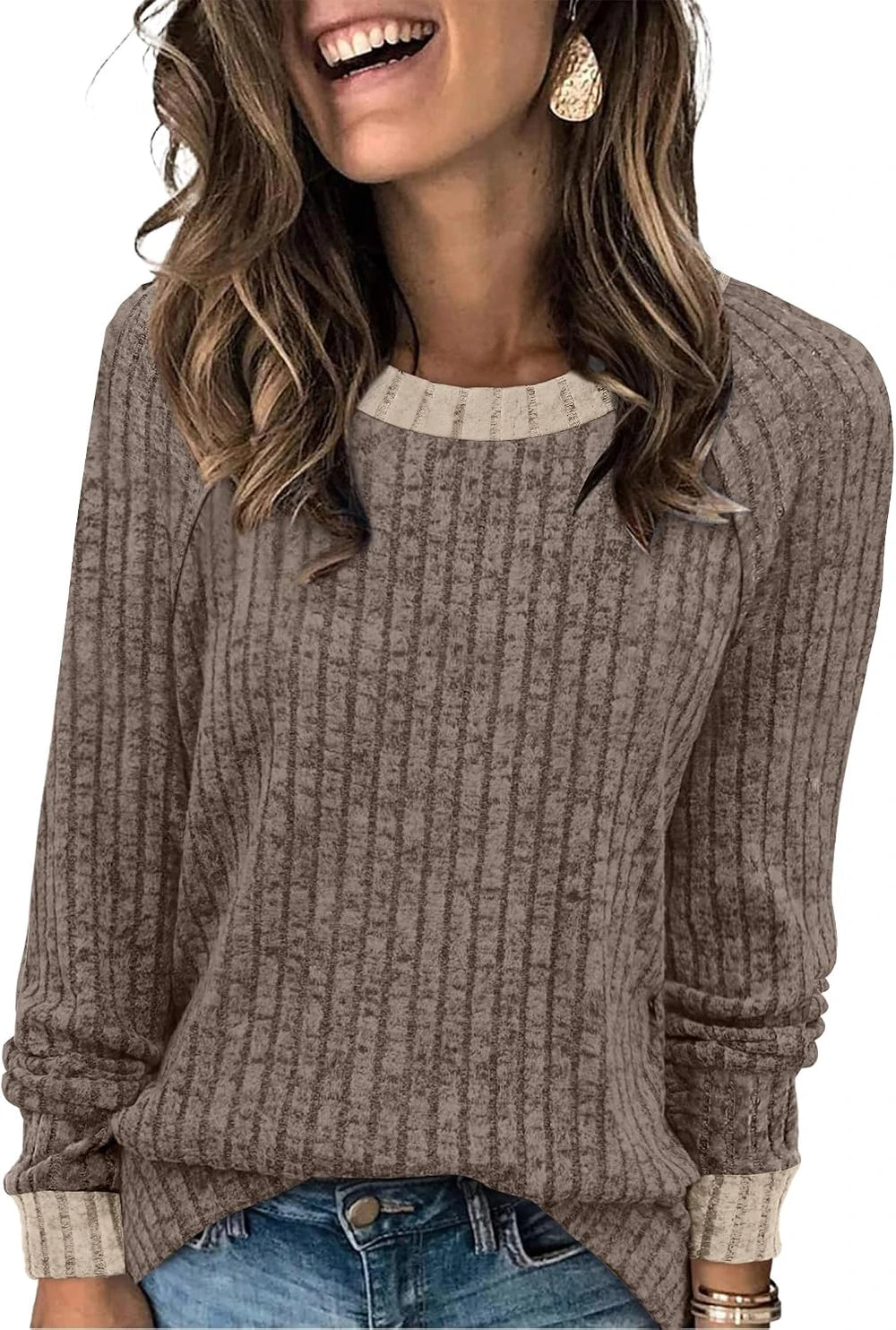 Color Block Long Sleeve Sweater