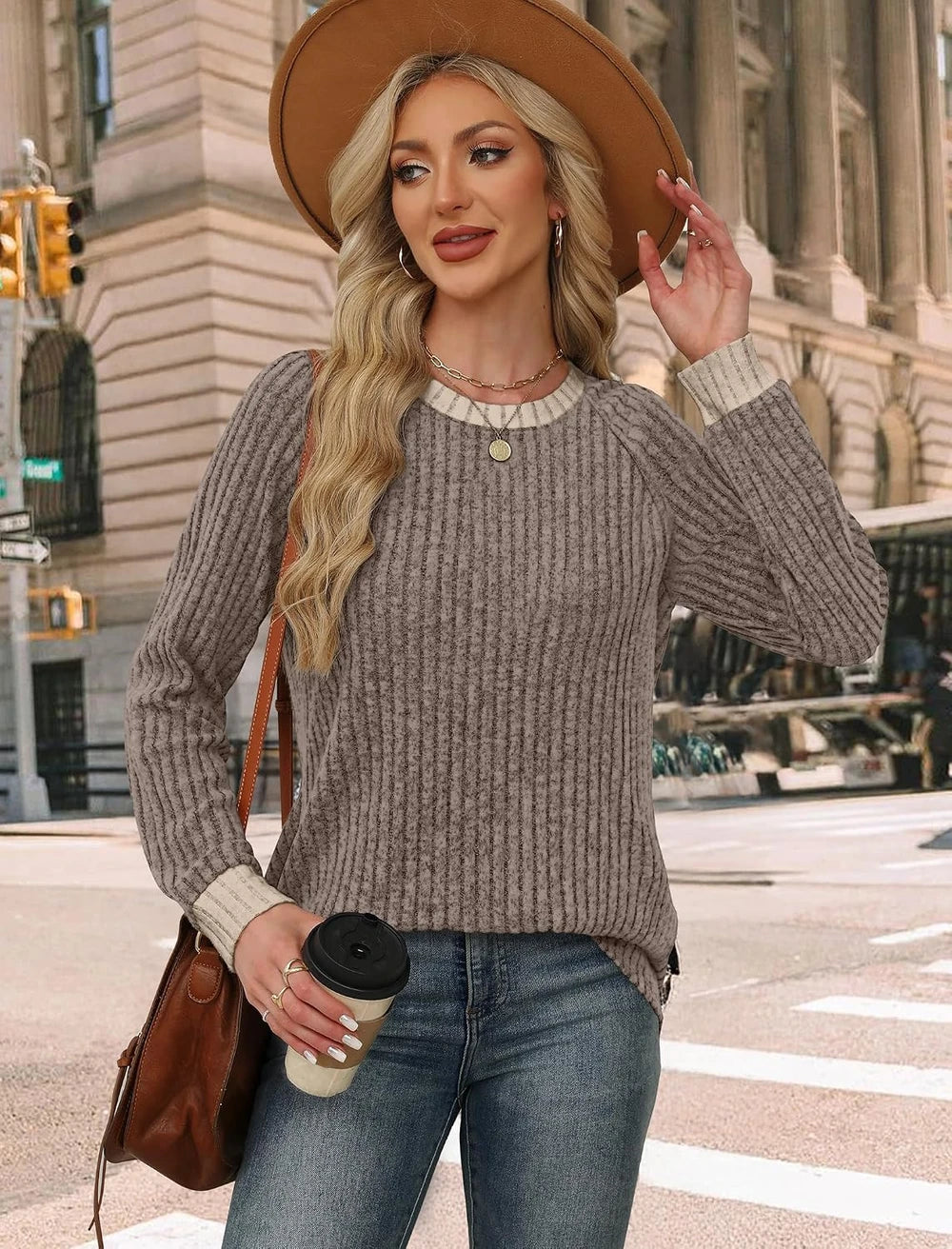 Color Block Long Sleeve Sweater