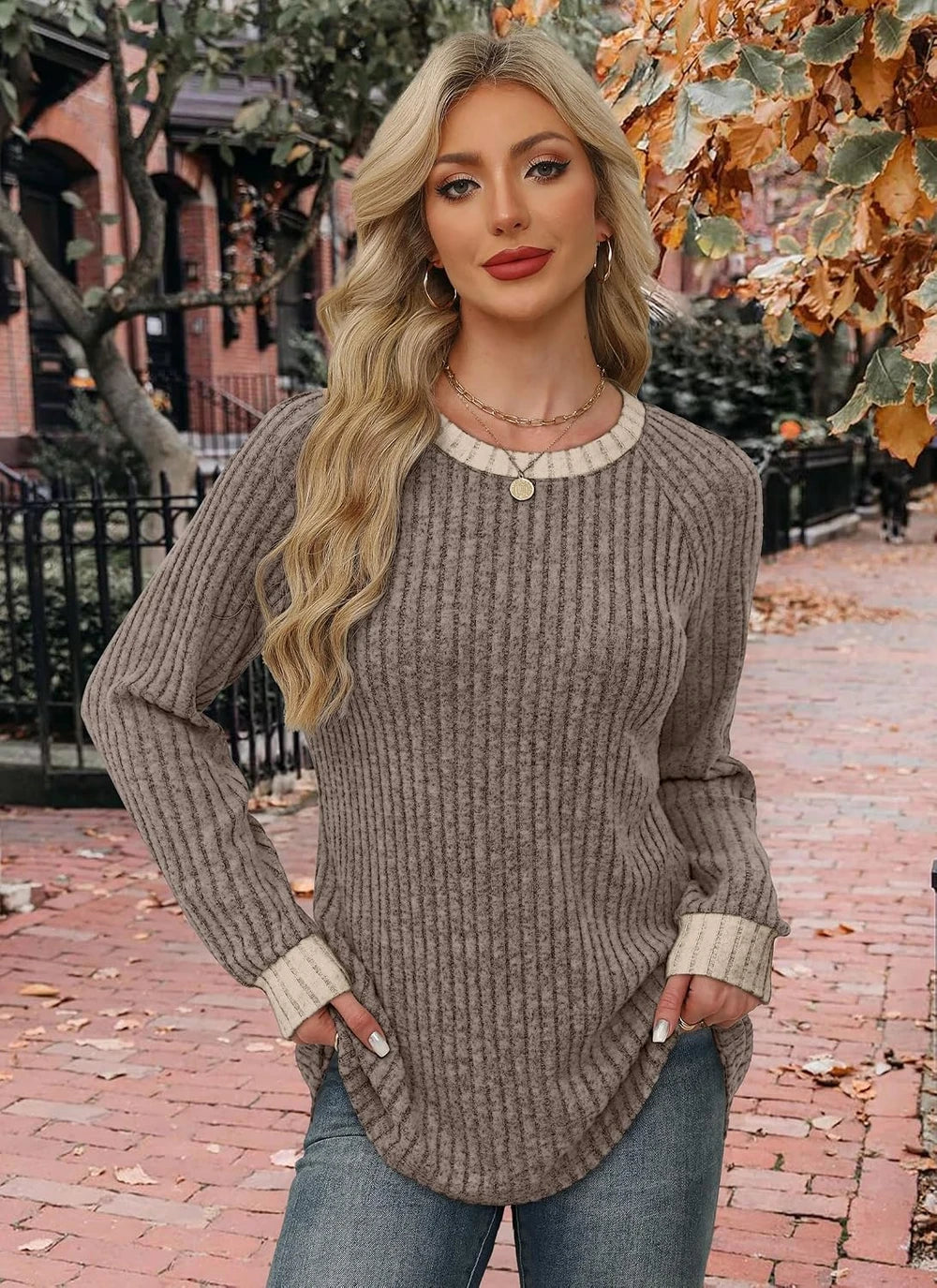 Color Block Long Sleeve Sweater