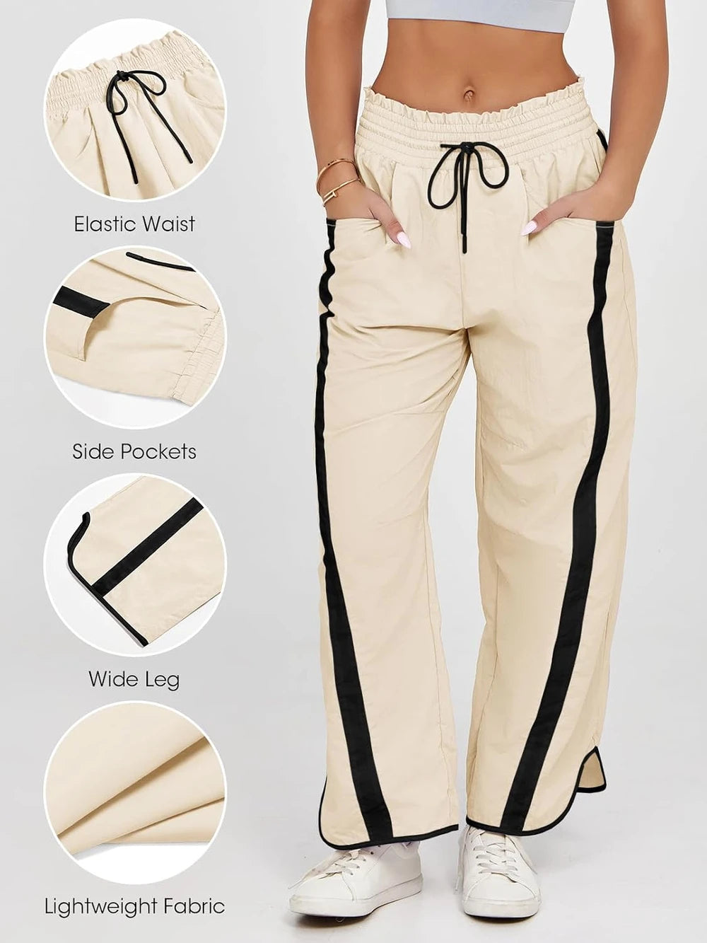 Wide Leg Parachute Track Pants