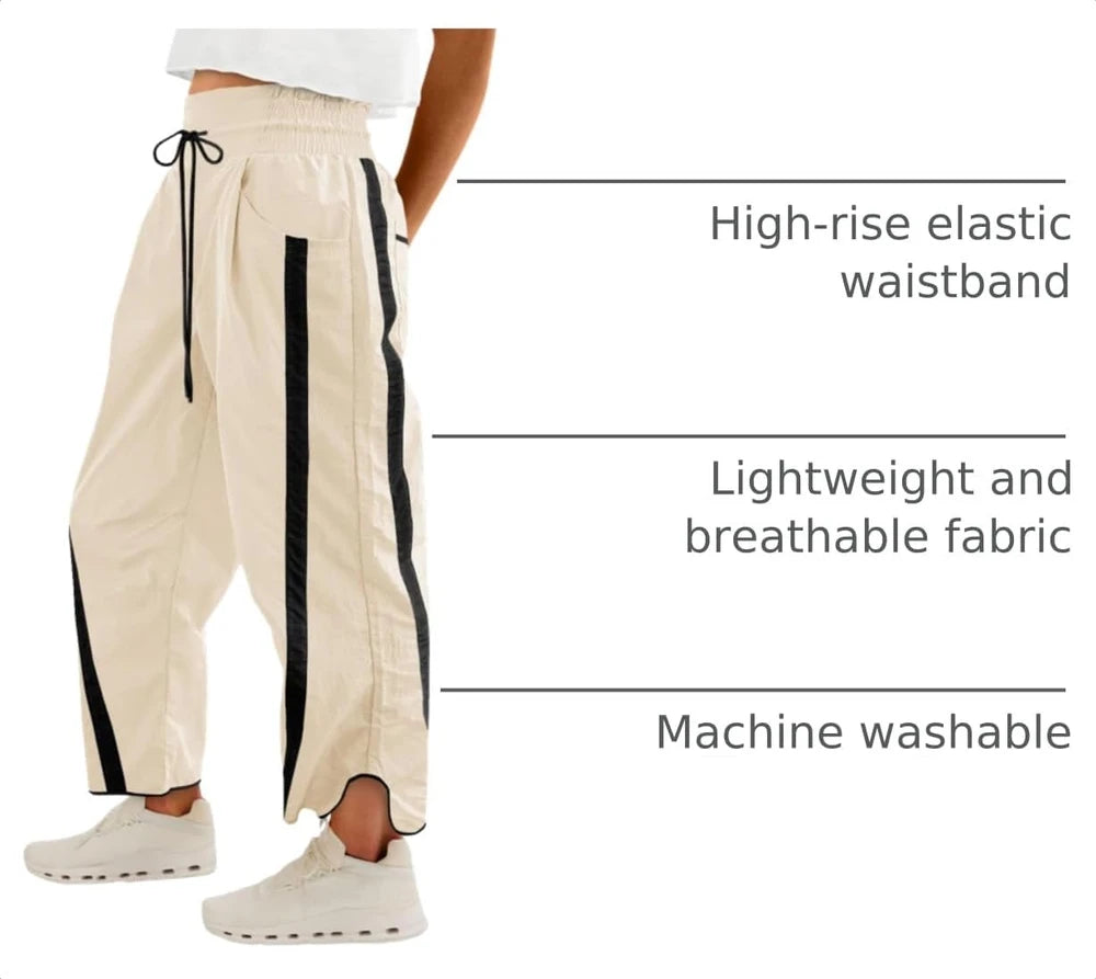 Wide Leg Parachute Track Pants