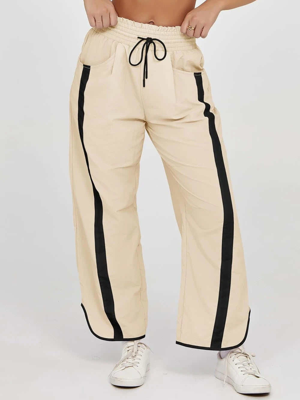 Wide Leg Parachute Track Pants
